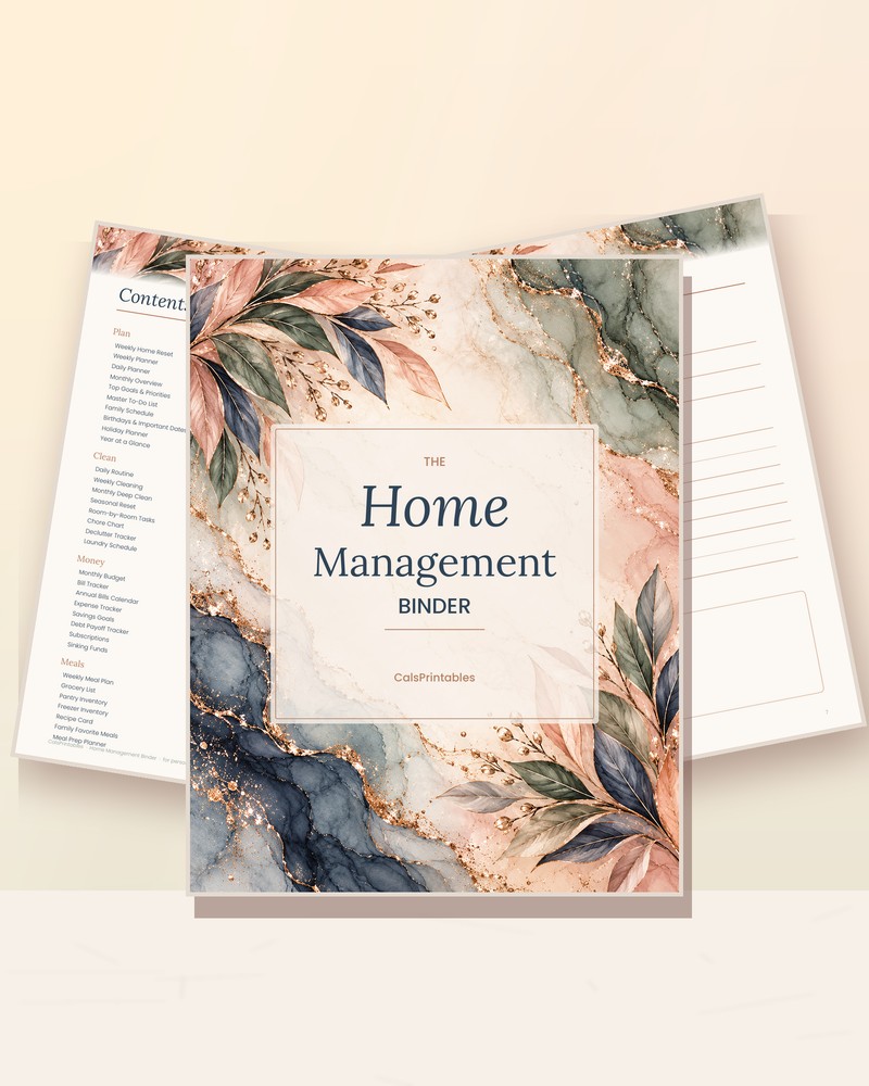Home Management Binder printable pages mockup